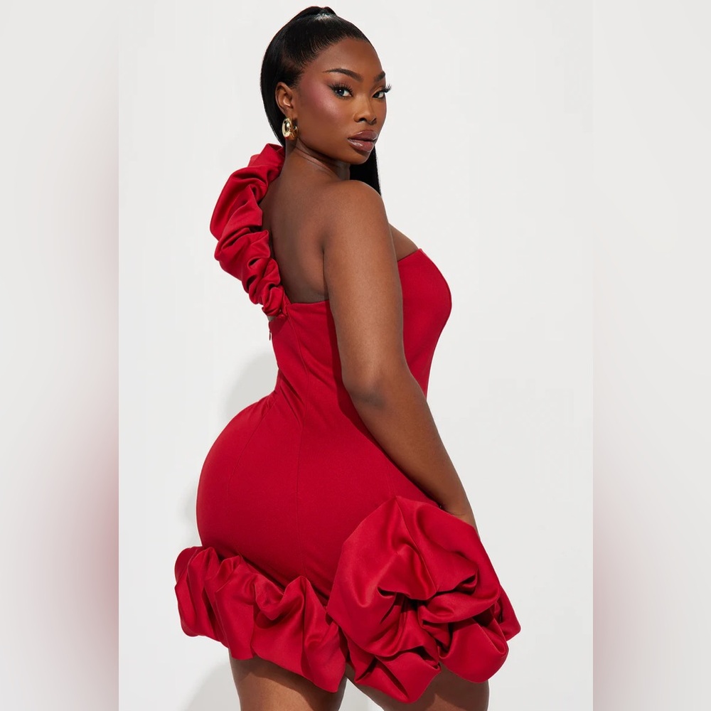 SEXY Ruffle Mini Dress - Red - Picture 7 of 7